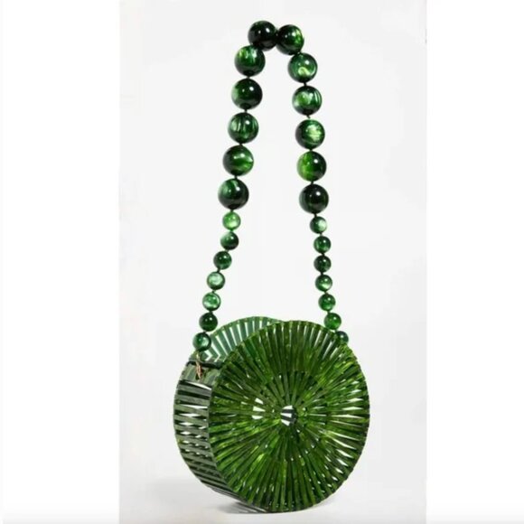 Cult Gaia Luna Round Malachite Acrylic Shoulder Bag - Picture 4 of 11